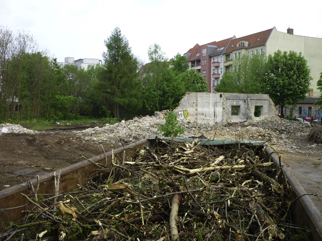 Bäume und Büsche im Müllcontainer